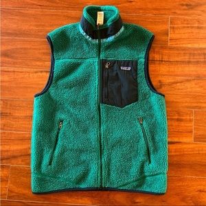 Rare Color Patagonia Men’s Retro X Deep Pile Fleece Vest Green/Navy